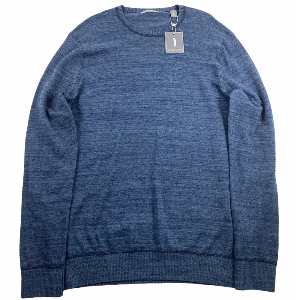 MICHAEL BASTIAN Men LG Sweater Elbow Patch Blue